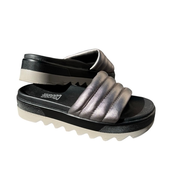 Cougar Women’s Prato-L Metallic Silver Slide Platform Sandal Size 7 EUC - Picture 1 of 12